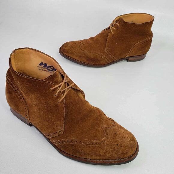 Peal & Co x Brooks Brothers Suede Chukka Boots Wingtip Mens Size 11 D Brown - Picture 1 of 11